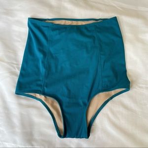 Kortni Jeane Teal High-Waisted Bikini Bottom